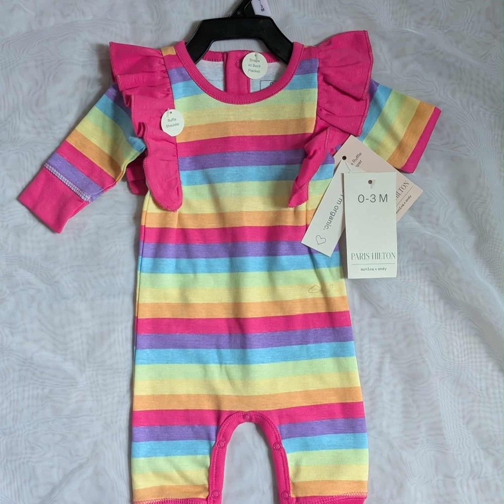 Paris Hilton Multicolor Striped Baby Romper